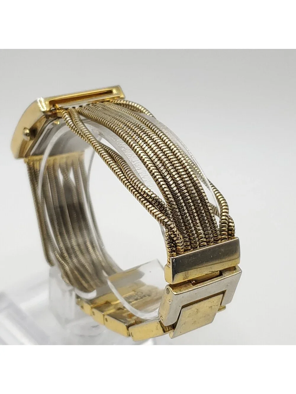 Kristine Rhinestone Bezel Square 24mm Womens Watch Gold Tone New Battery